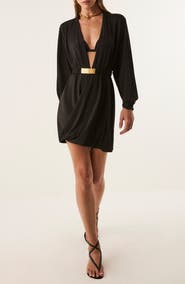 ViX Paula Hermanny Rosana Long Sleeve Cover-Up Minidress