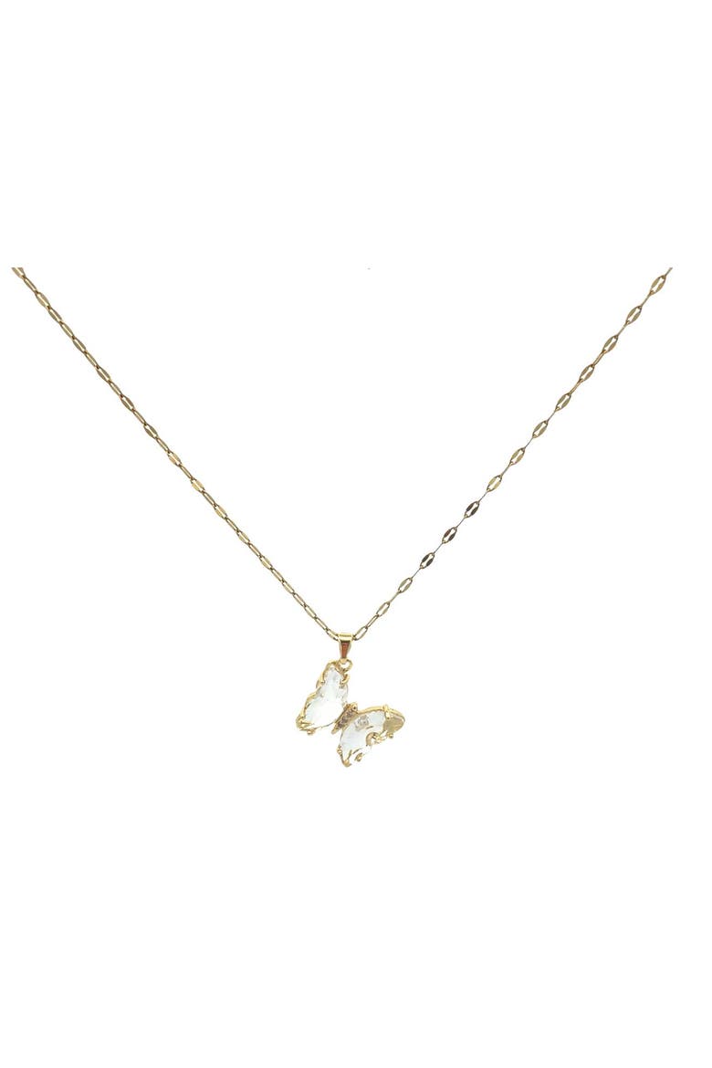 Butterfly Crystal Pendant Necklace, Main, color, Yellow