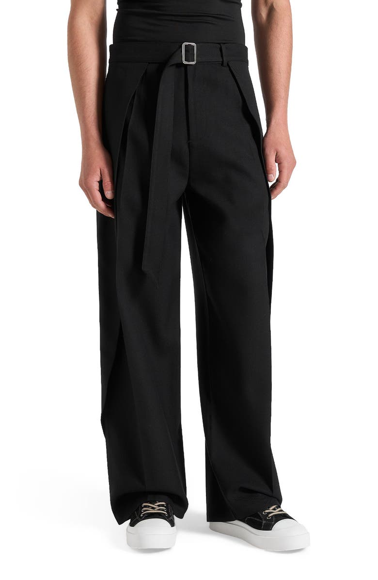 Manière De Voir Charles Wide Fit Wrap Leg Tailored Trousers, Alternate, color, Black