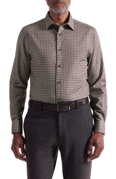 Julian Shaped Fit Grid Check Button-Up Shirt