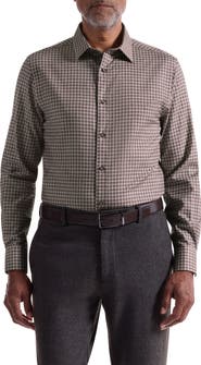 Bugatchi Julian Shaped Fit Grid Check Button-Up Shirt