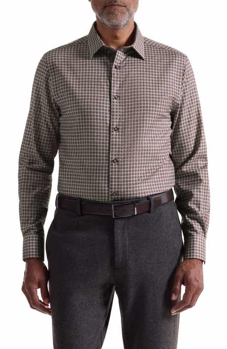 Bugatchi Julian Shaped Fit Grid Check Button-Up Shirt