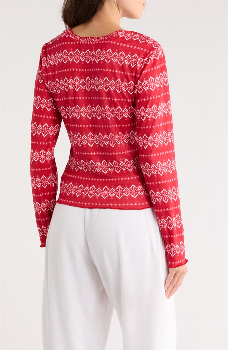 PJ Salvage Crazy for the Holidays Brushed Pointelle Pajama Top, Alternate, color, Samba Red