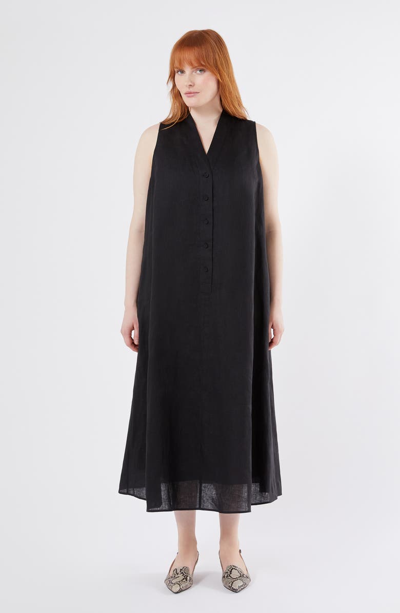 Marina Rinaldi Tema Sleeveless A-Line Dress, Alternate, color, Black