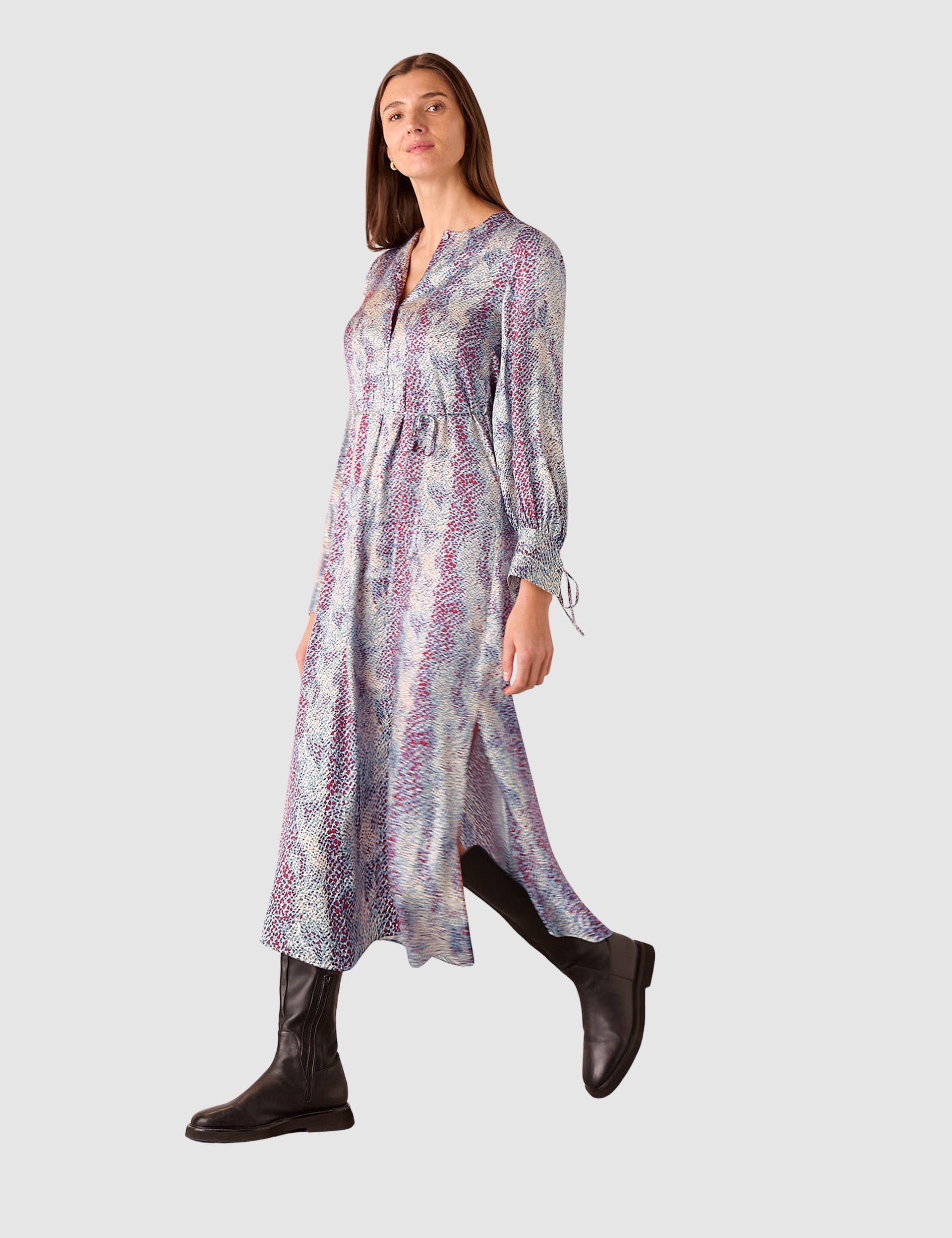 Mottled Snake Print Midi Dress