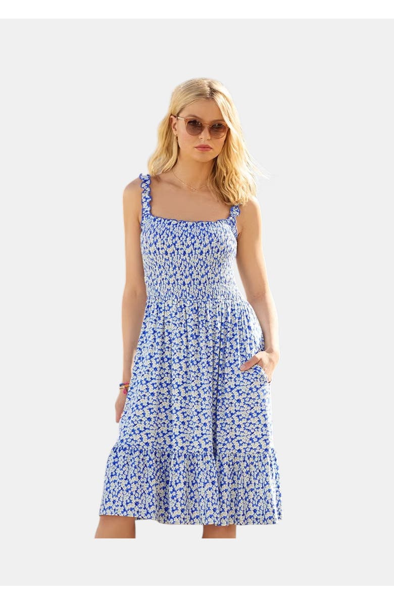 Joe Browns Square Neck Jersey Dress, Main, color, Sapphire Ditsy Floral