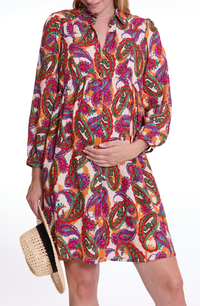 Cache Coeur Soledad Maternity and Nursing Shirt Dress, Alternate, color, Multicolor