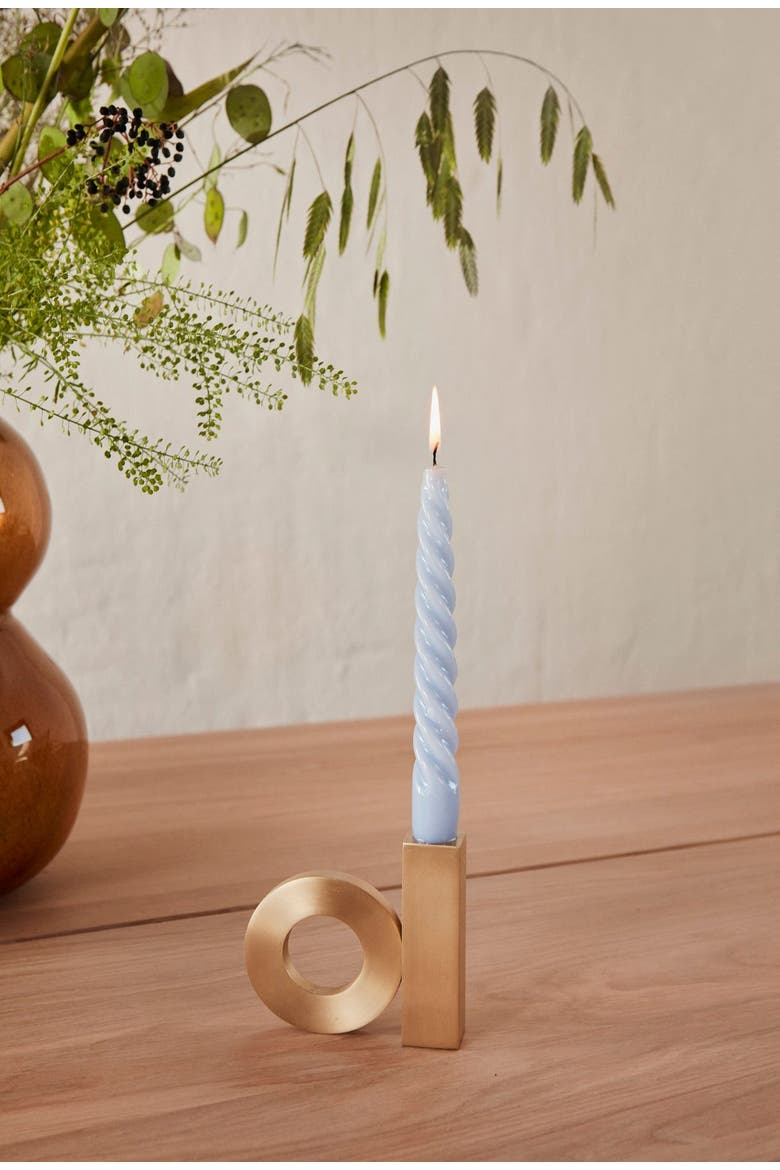 Baari Solid Brass Candleholder, Alternate, color, Brass