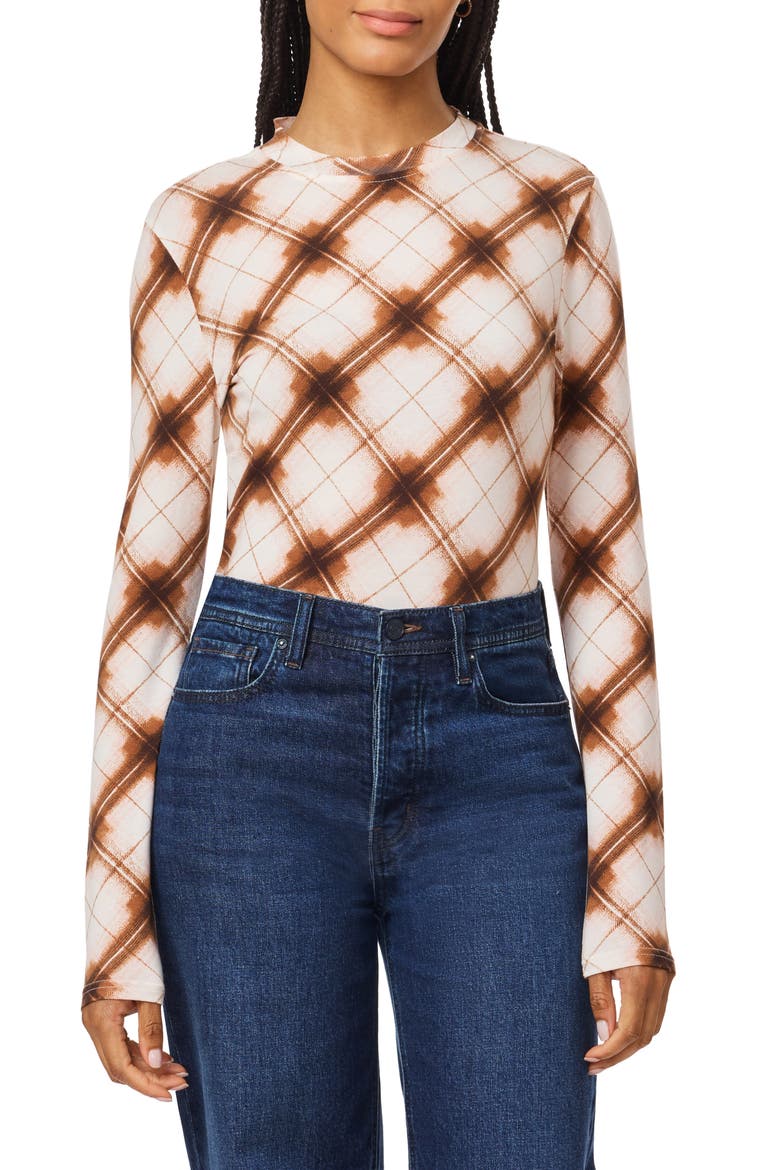 Print Long Sleeve T-Shirt, Main, color, ANTIQUE WHITE PLAID
