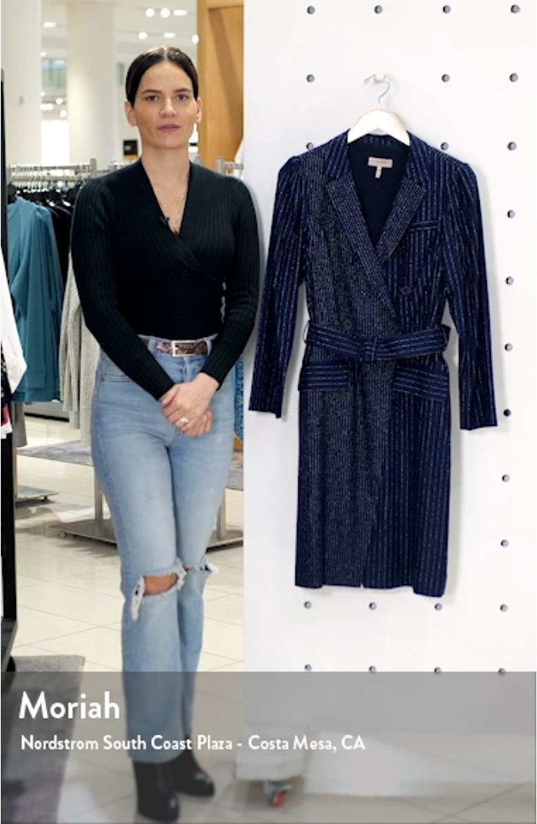 Mixed Pinstripe Long Sleeve Blazer Dress, sales video thumbnail