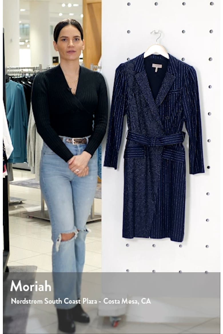 Mixed Pinstripe Long Sleeve Blazer Dress video