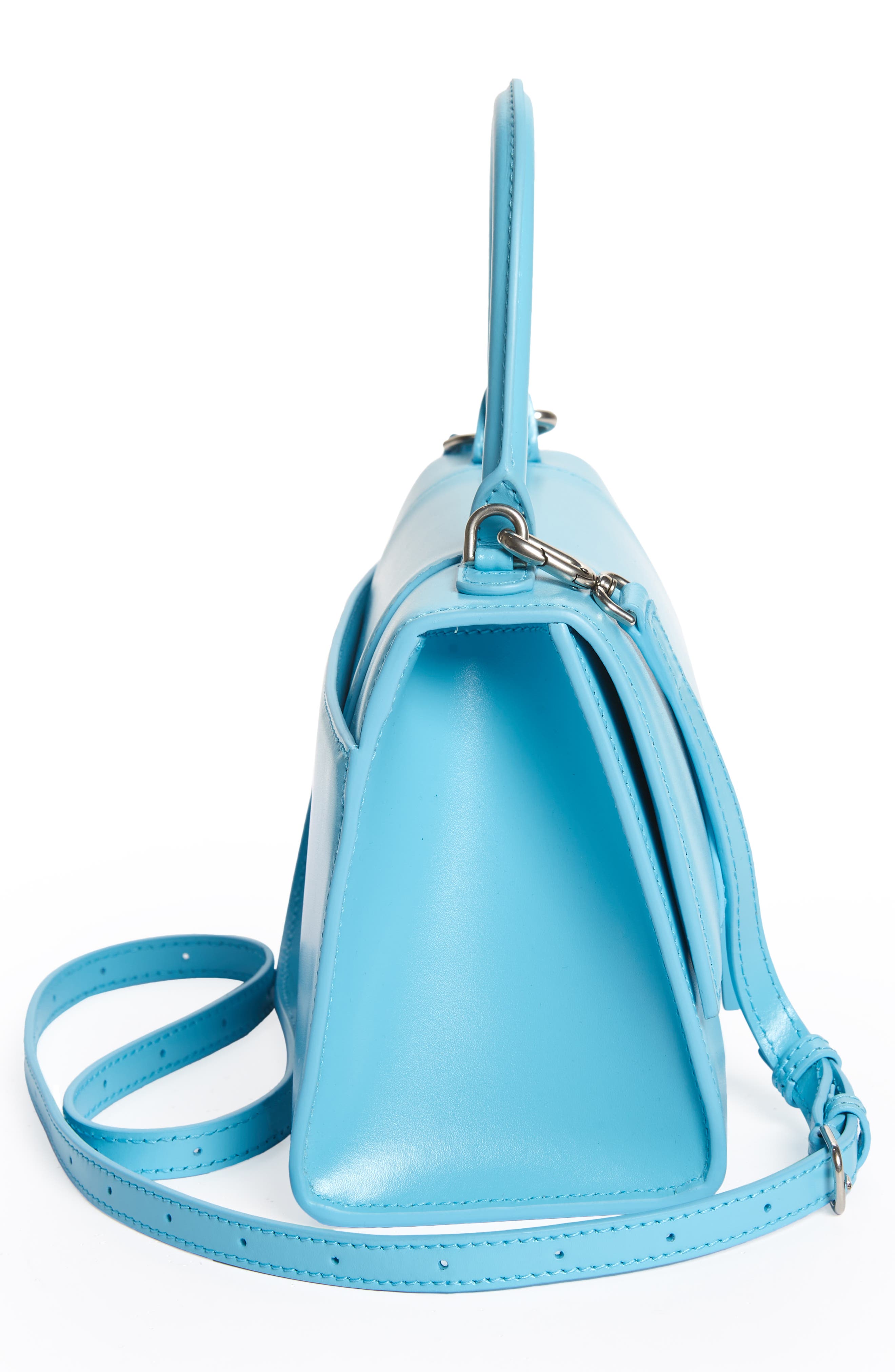 Hourglass Leather Top Handle Bag, Alternate, color, AZUR