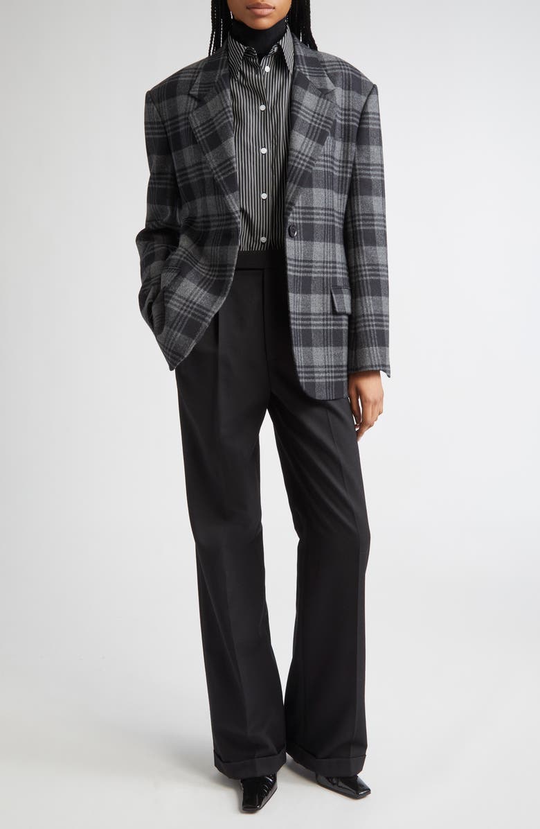 Proenza Schouler Daria Plaid Oversize Virgin Wool Blazer, Alternate, color, Grey Multi