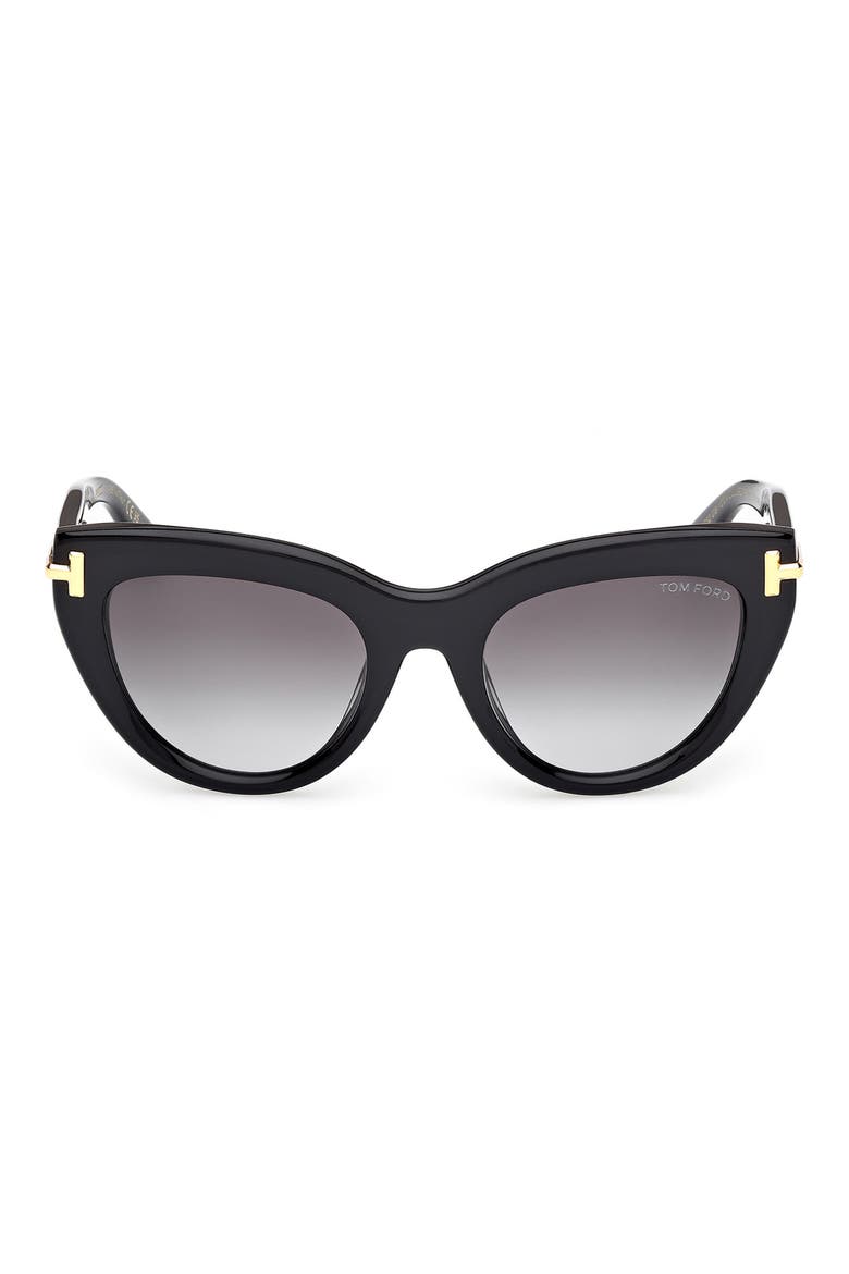 Icon 52mm Cat Eye Sunglasses, Main, color, SHINY BLACK BEVELED / SMOKE
