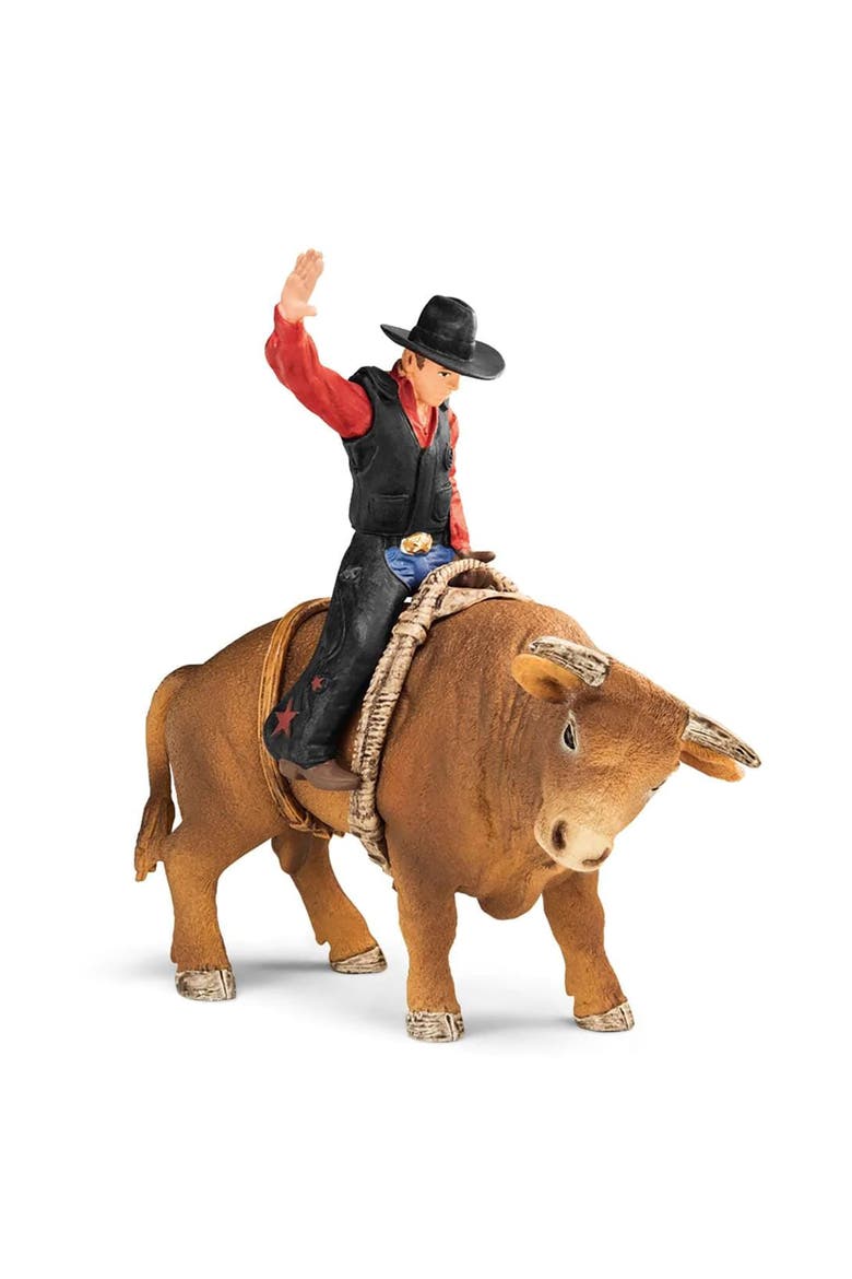Farm World Cowboy With Bull Rodeo Figure Playset, Main, color, Multicolored