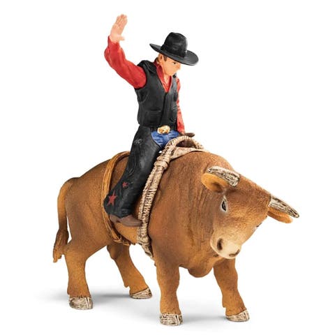 Farm World Cowboy With Bull Rodeo Figure Playset