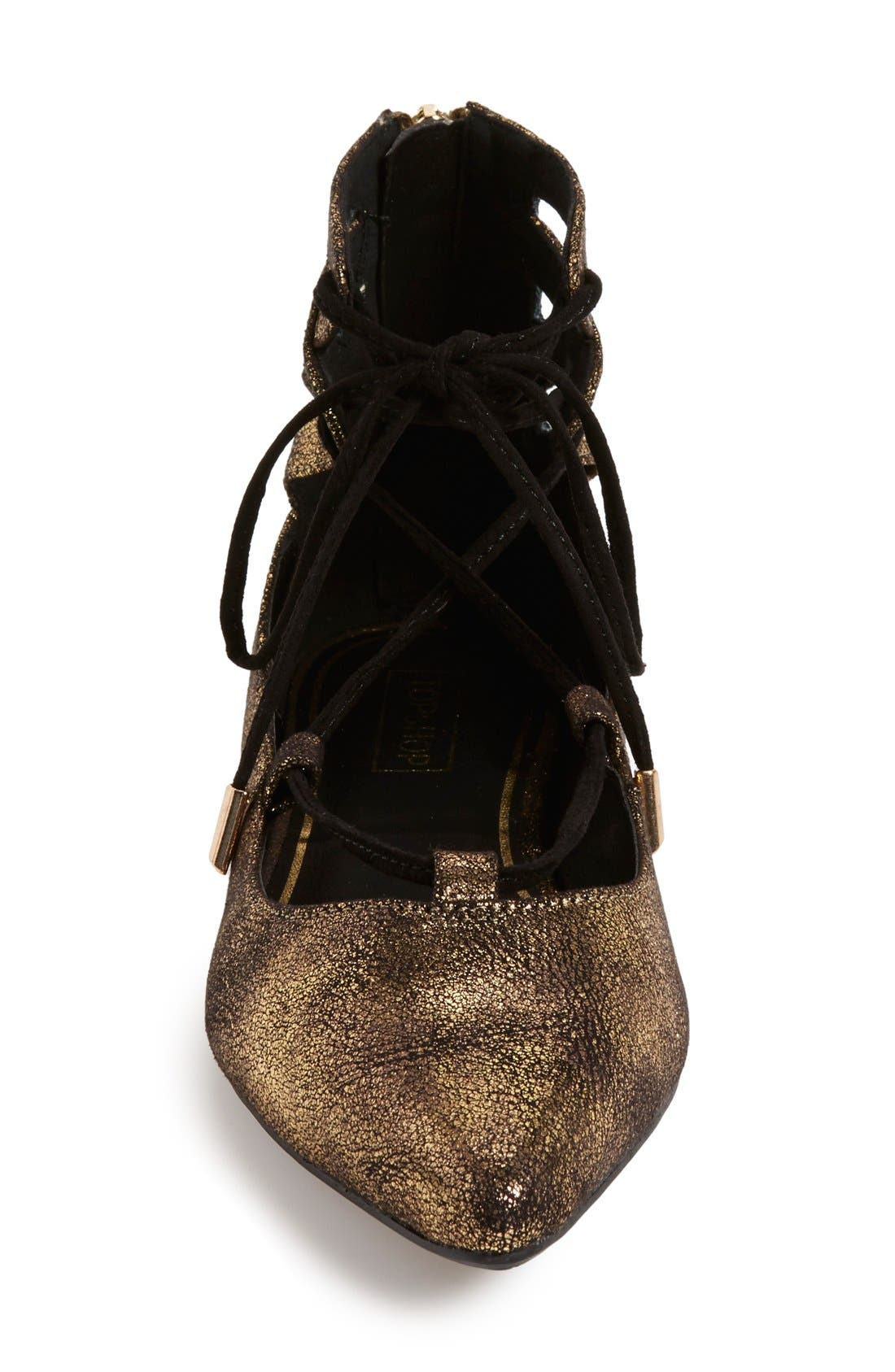 'Flight' Pointy Toe Ghillie Flat, Alternate, color, BRONZE