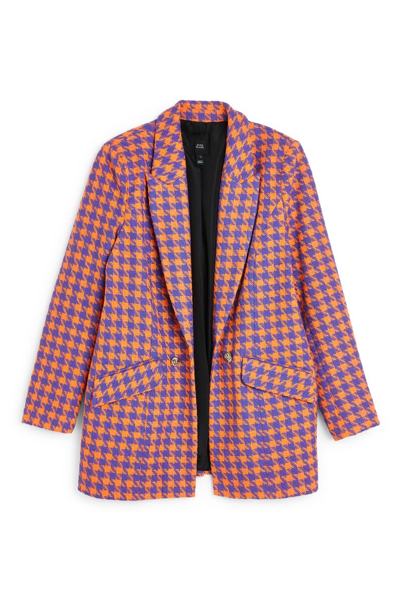 Houndstooth Bouclé Blazer, Alternate, color, ORANGE