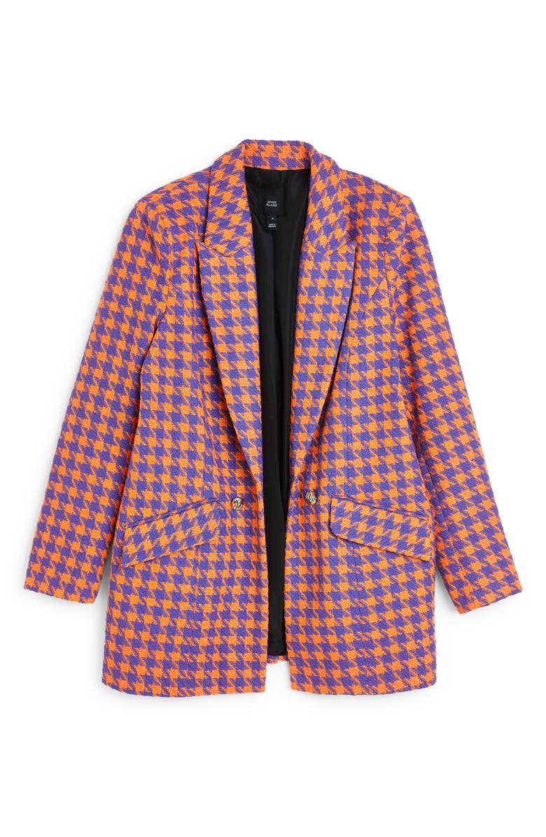 River Island Houndstooth Bouclé Blazer, Alternate, color,