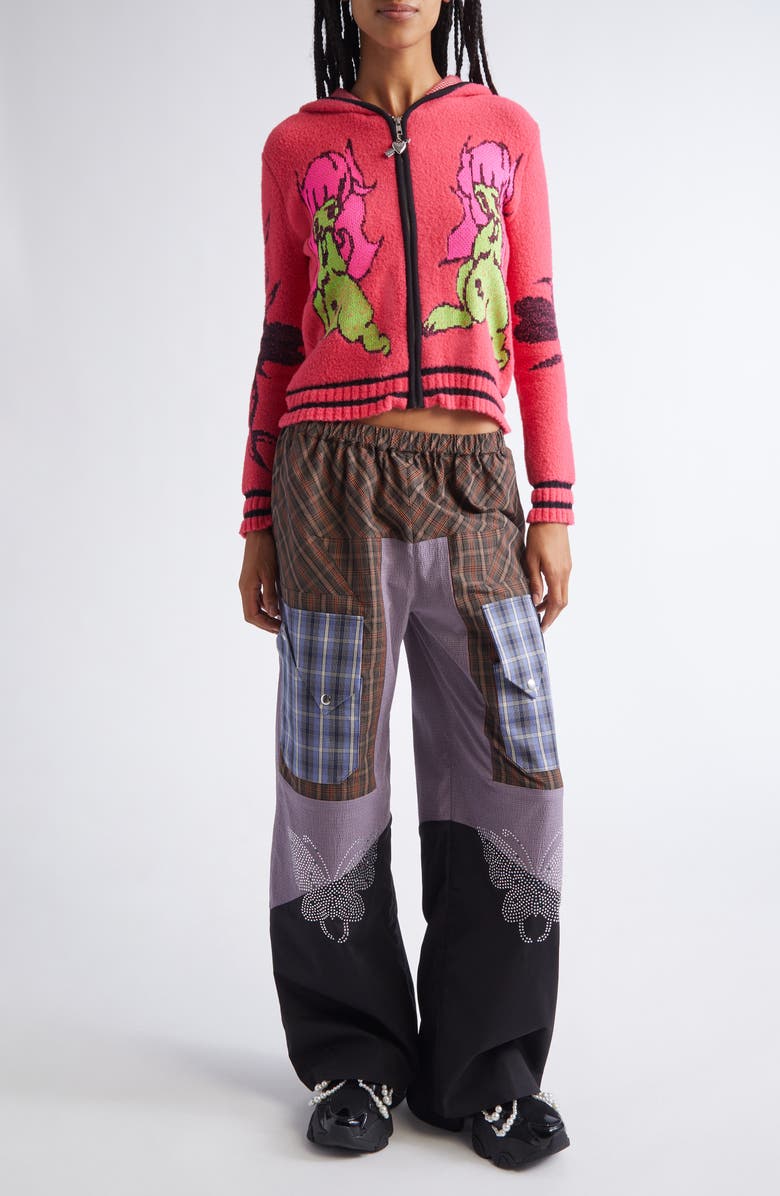 Chopova Lowena Bega Mixed Media Trousers, Alternate, color, Black Multi