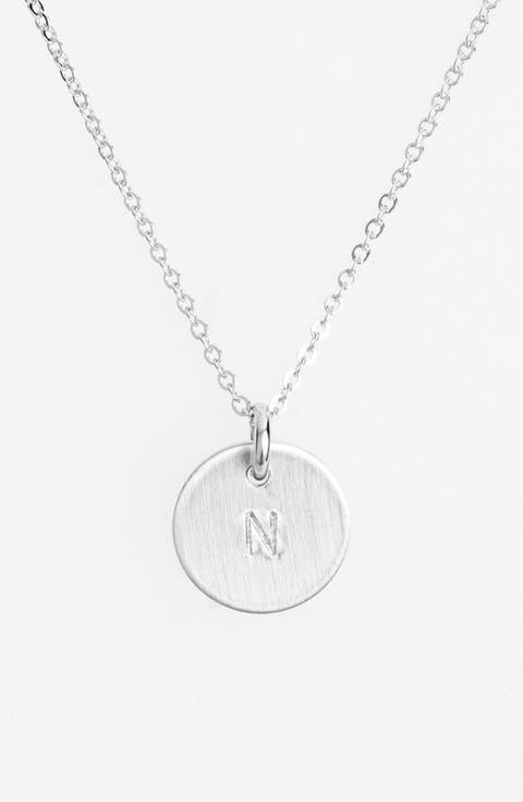 Sterling Silver Initial Mini Disc Necklace