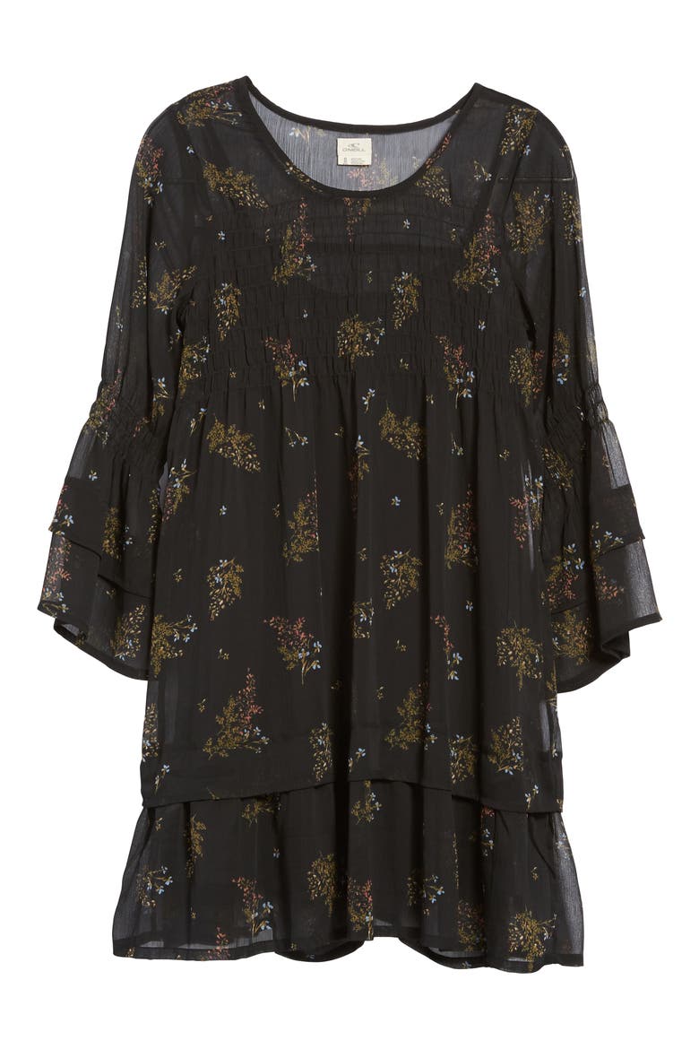 Susannah Bell Sleeve Dress, Alternate, color, JET WASH
