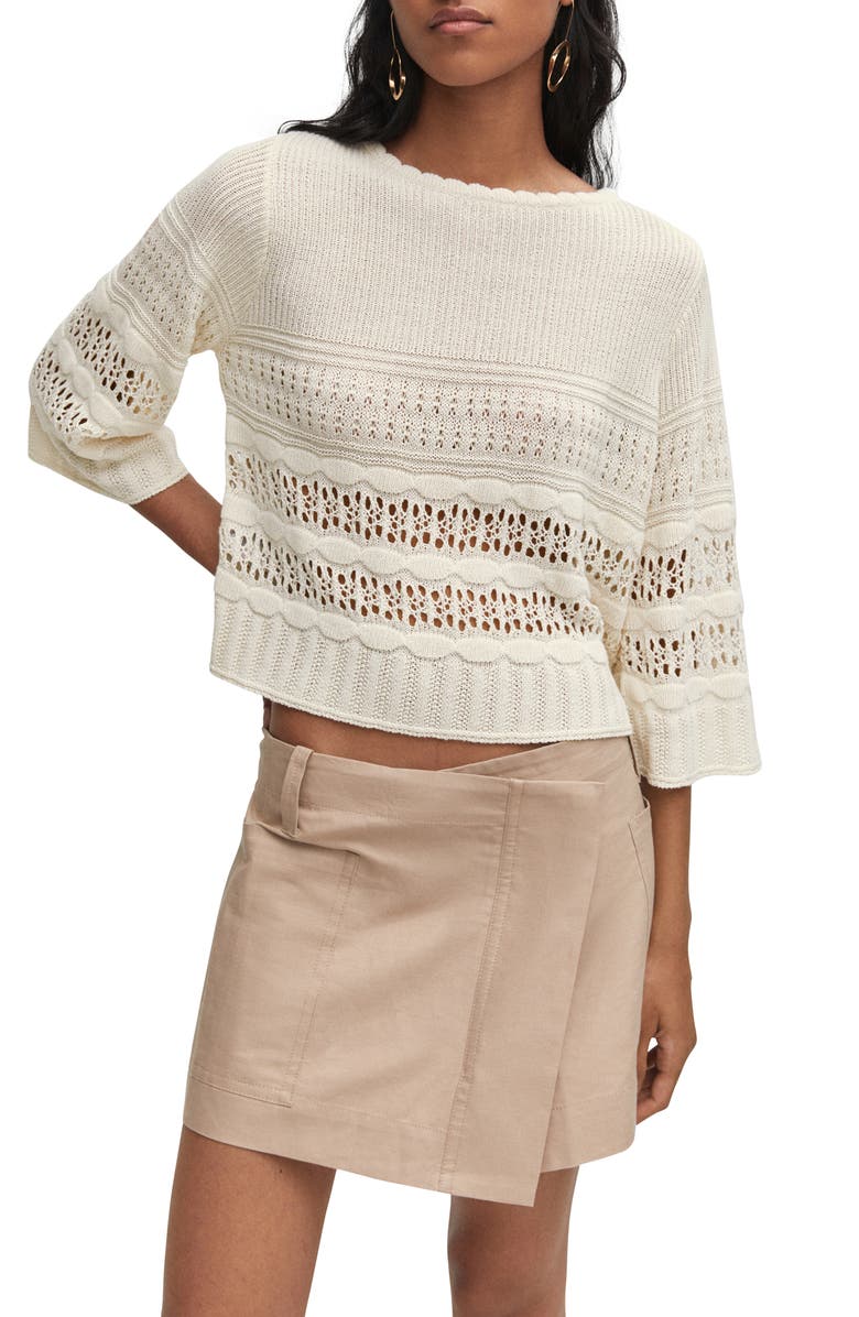 MANGO Openwork Sweater, Main, color, 