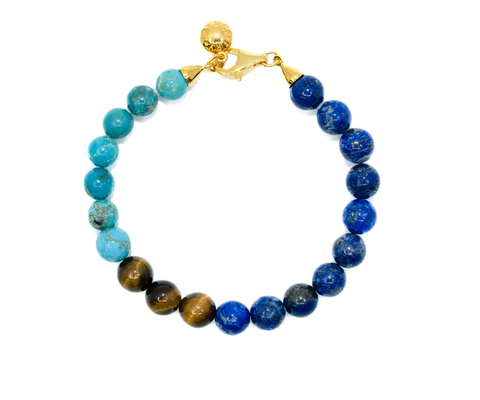 Lapis, Tiger Eye + Turquoise Bracelet