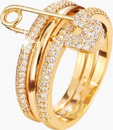 Kellery Cubic Zirconia Safety Pin Style Ring