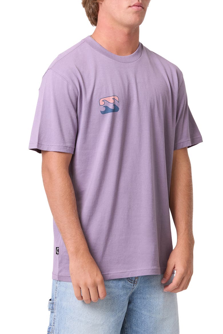 Crayon Wave Loose Fit Short Sleeve Performance Rashguard, Alternate, color, PURPLE ASH