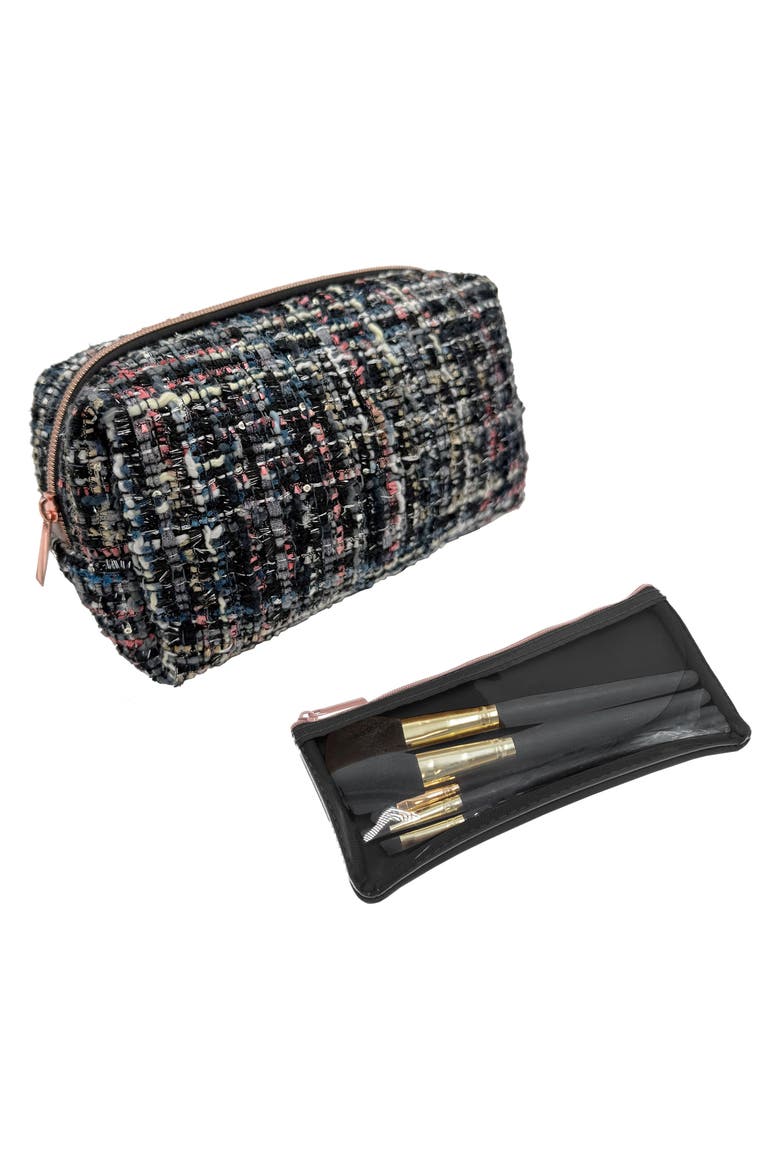 Cosmetic Loaf Bag & Brush Pouch Set, Alternate, color, BLACK MULTI