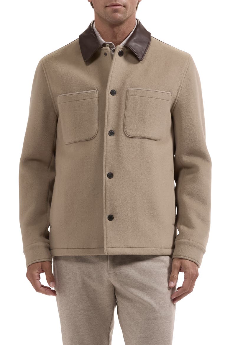 Wool & Cashmere Hybrid Shirt Jacket, Main, color, TAUPE
