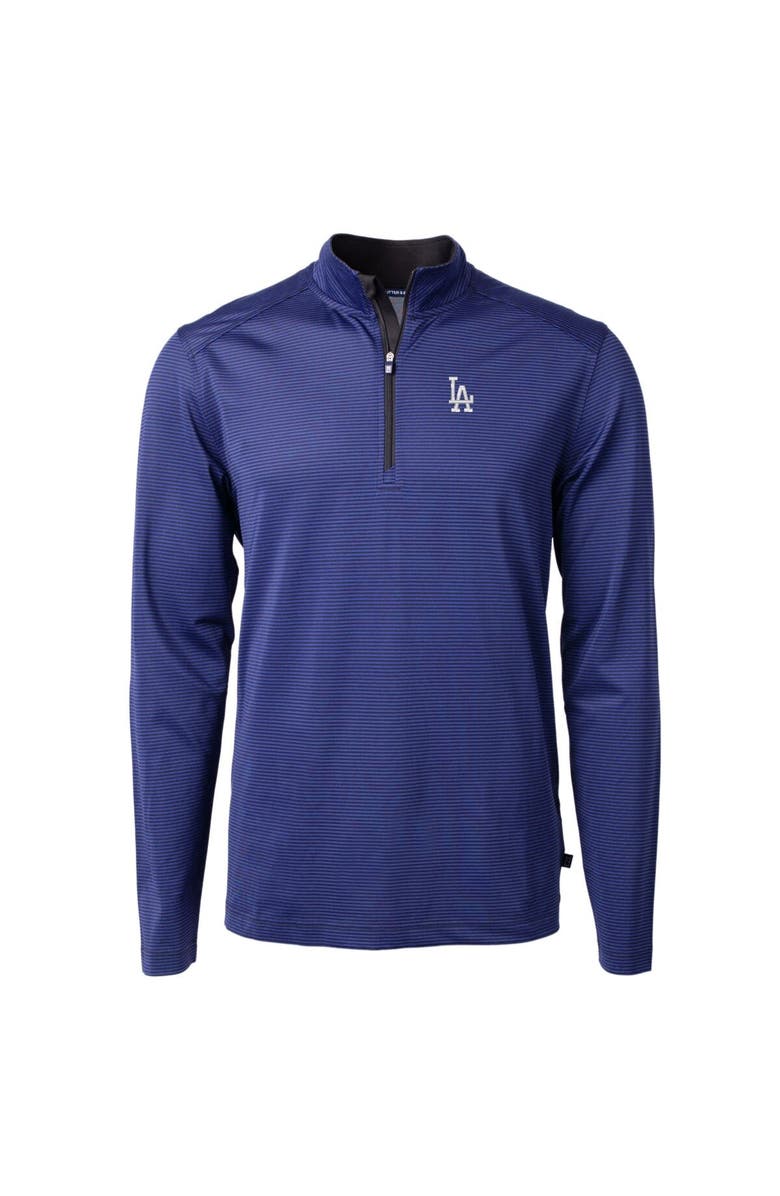 Cutter & Buck Men's Cutter & Buck Royal/Black Los Angeles Dodgers Virtue Eco Pique Micro Stripe Recycled Quarter-Zip Pullover Top, Alternate, color, Royal
