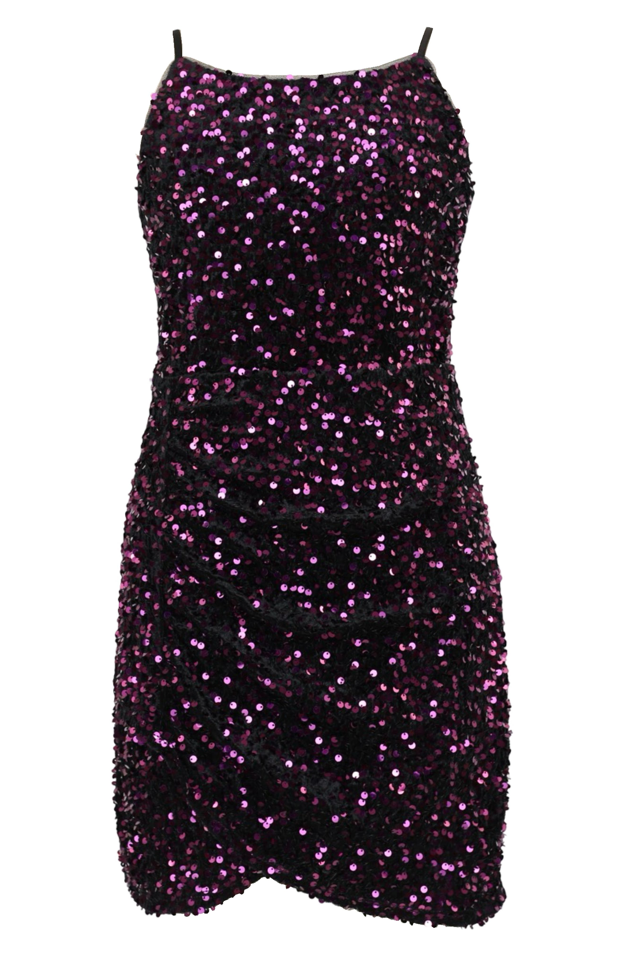 Zunie Kids' Ruched Sequin Velvet Party Dress