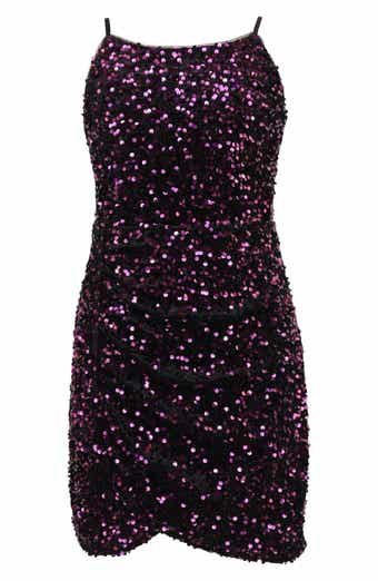 Zunie Kids' Ruched Sequin Velvet Party Dress
