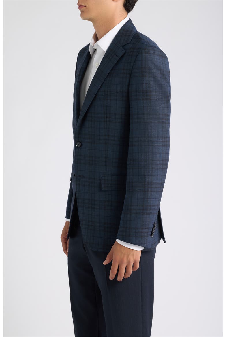 Hutson Slim Fit Navy Plaid Slub Wool Blend Sport Coat, Alternate, color, NAVY