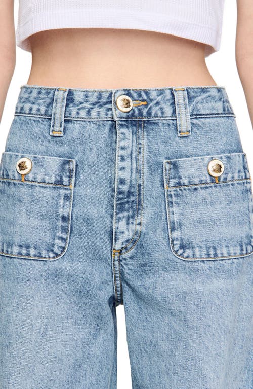 Sandro Faded Straight Jeans In Blue Jean In Blue Jean