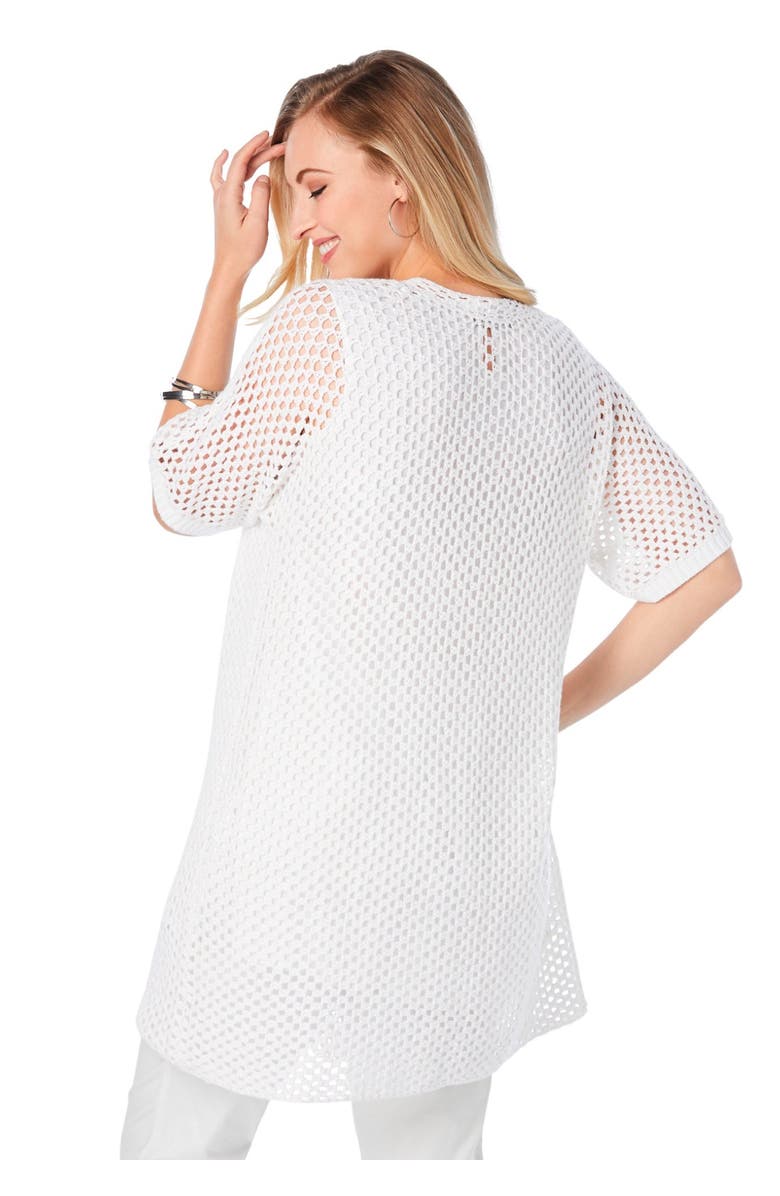 Jessica London Crochet Long Cardigan, Alternate, color, White