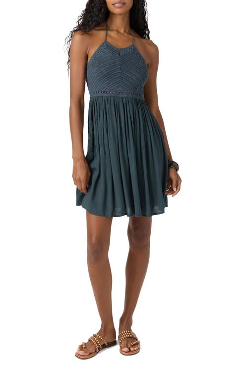 Kindra Mixed Media Halter Dress