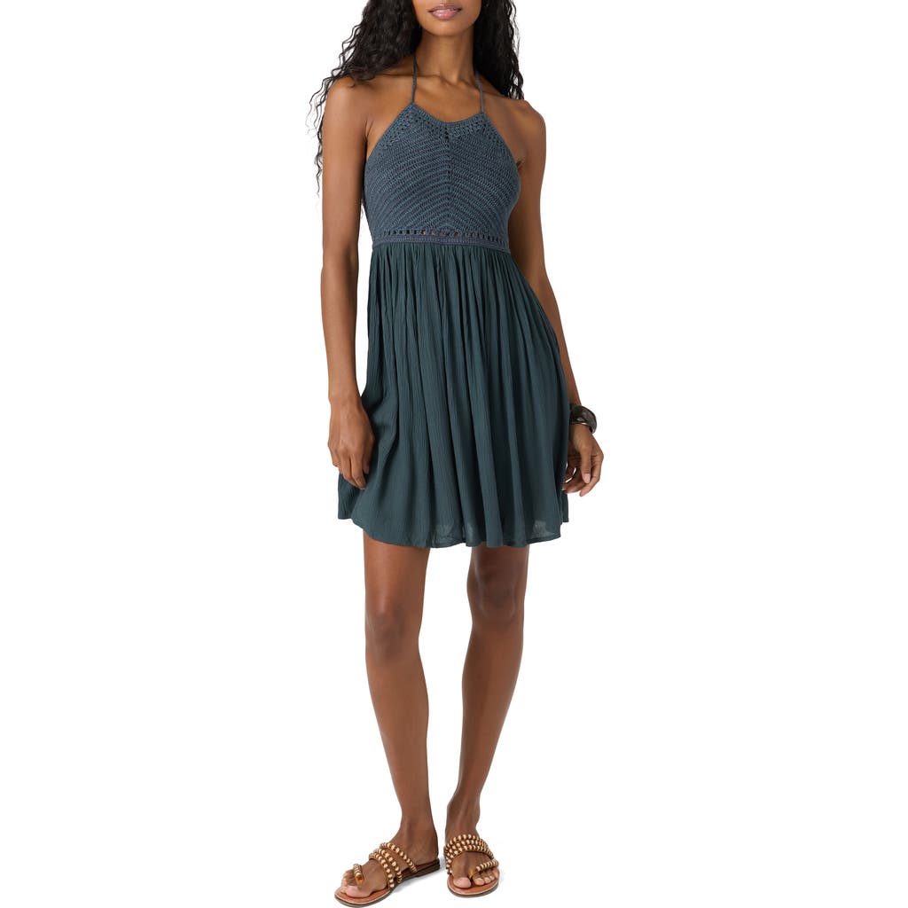 O'neill Kindra Mixed Media Halter Dress In Blue
