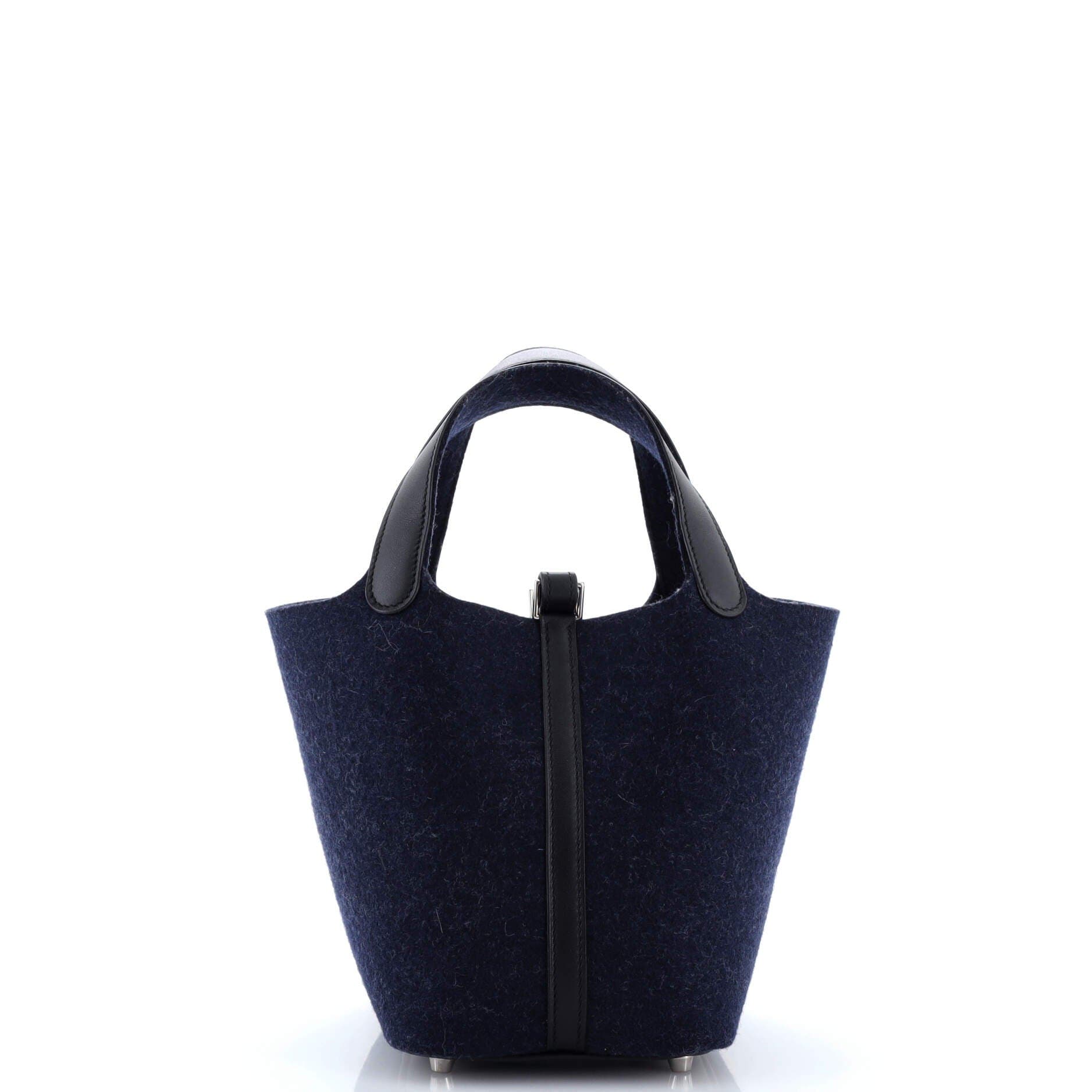 Pre-Owned Hermes Picotin Lock Bag Felt with Leather PM, Alternate, color, Bleu Nuit