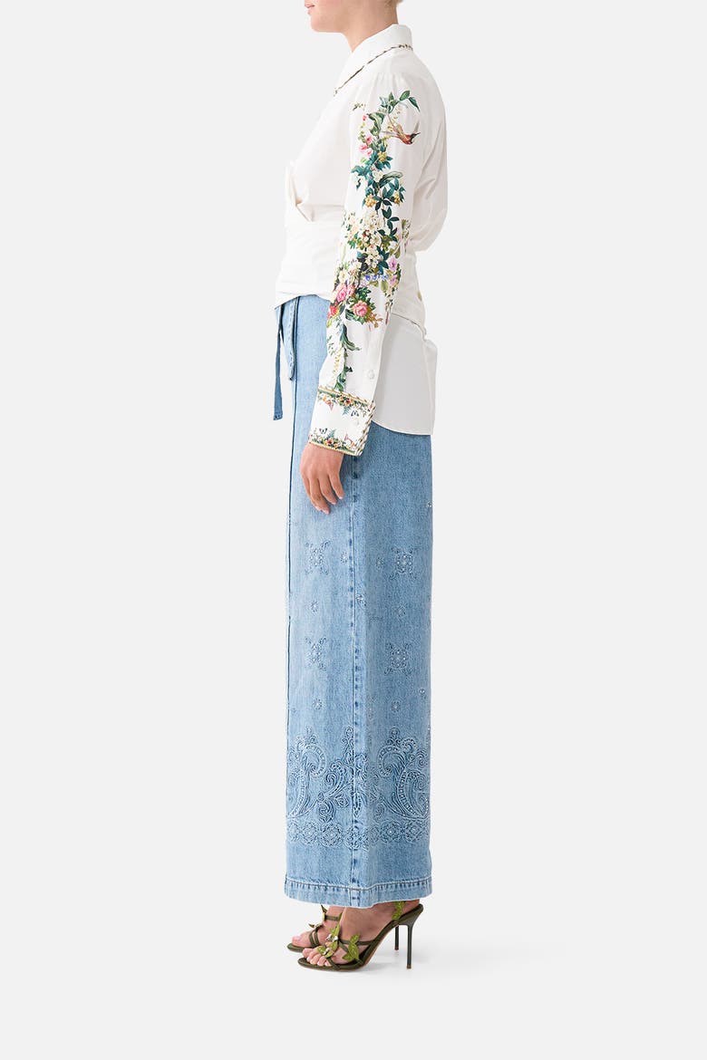 Wide Leg Belted Jean, Alternate, color, Denim