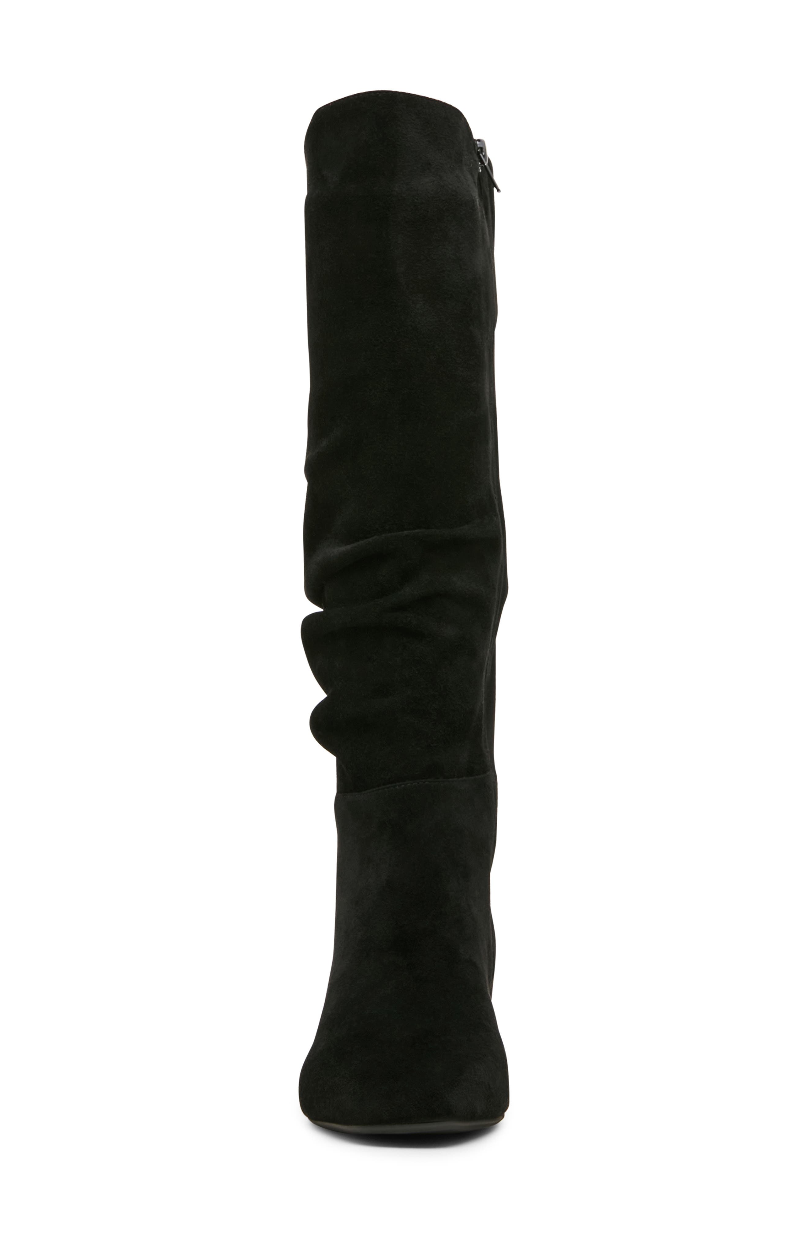 Hannah Waterproof Scrunch Knee High Boot, Alternate, color, BLACK SUEDE