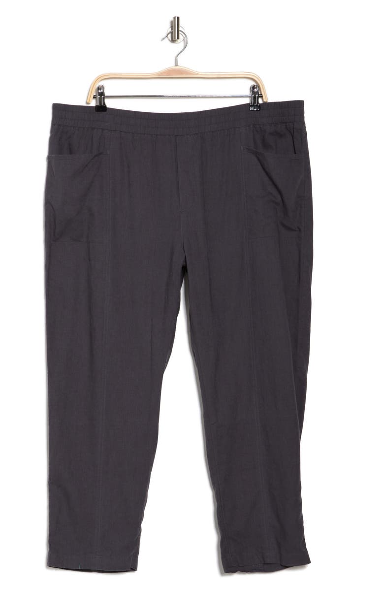 Caslon<sup>®</sup> Linen Blend Pull-On Crop Pants, Alternate, color, Grey Forged