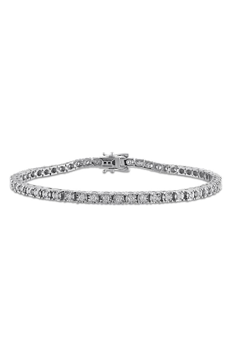 Created Forever Sterling Silver Lab Grown Diamond Tennis Bracelet, Main, color, Silver