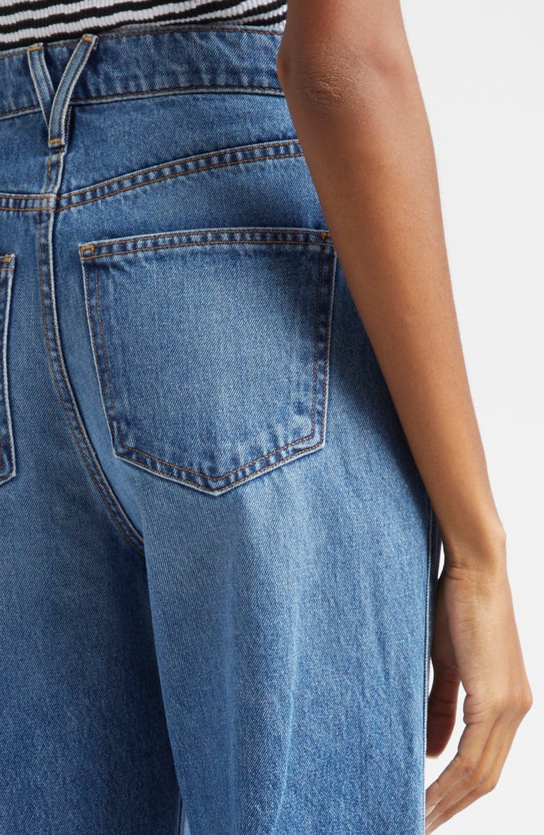 Veronica Beard Dylan Cuffed High Waist Relaxed Straight Leg Jeans, Alternate, color, Seaside Water