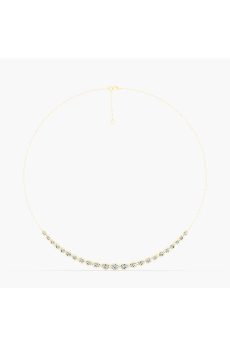 East West Oval Bezel Lab Diamond Necklace in 14K, Main, color, Yellow Gold