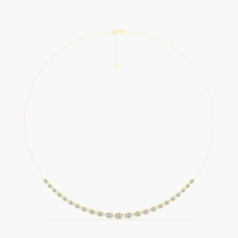 East West Oval Bezel Lab Diamond Necklace in 14K