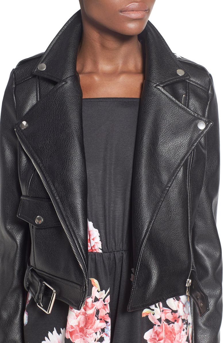 Missguided 'Zazula' Faux Leather Moto Jacket, Alternate, color, 