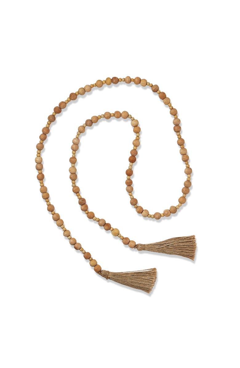 tag Bead and Jute Tassel Garland Natural Decorative Wall Decor, Main, color, White